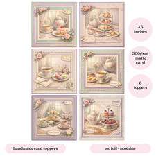 6 x Afternoon Tea Card Toppers for Mothers Day Card Making, Scrapbooking & Tags
