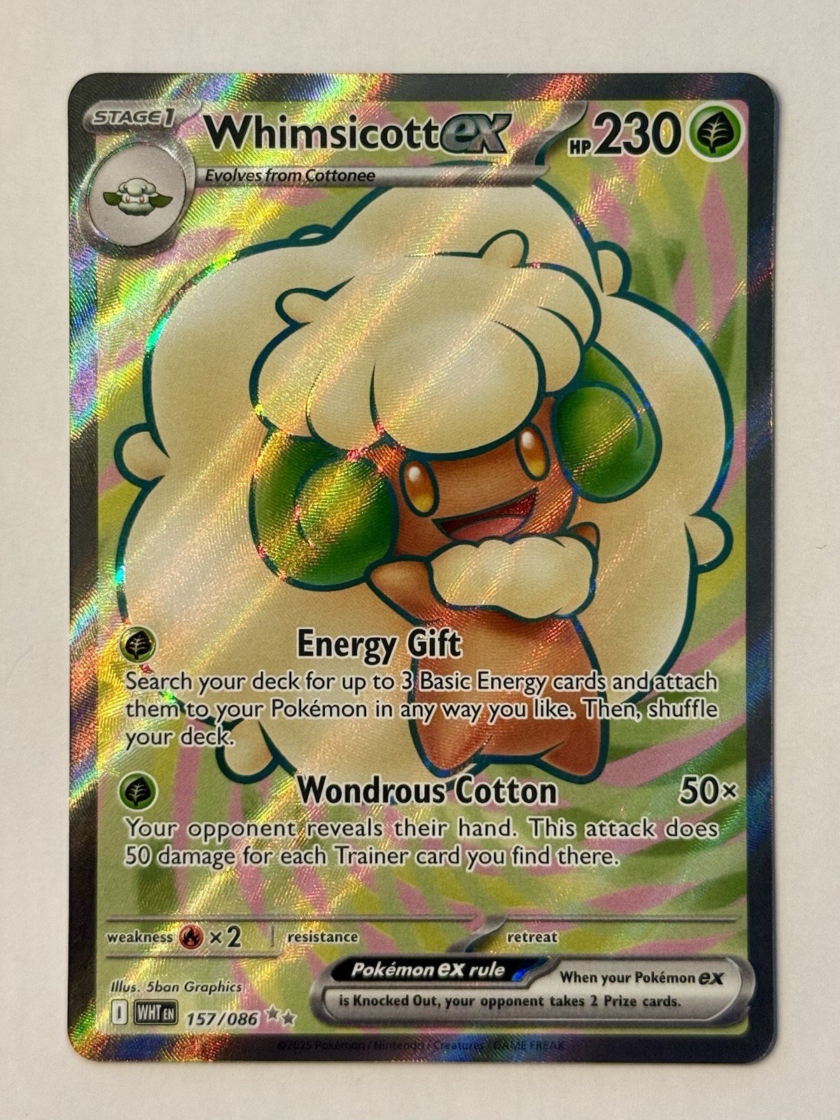 Whimsicott ex 157/086 Ultra Rare Sv: White Flare Pokemon TCG Holo NM