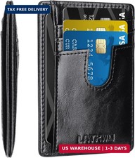 Ultra Thin Minimalist Wallet RFID Blocking Slim Card Holder Front Pocket 8 Slots