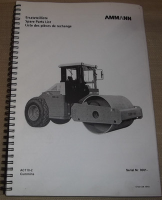 AMMANN AC110-2 COMPACTOR ROLLER PARTS MANUAL BOOK CATALOG