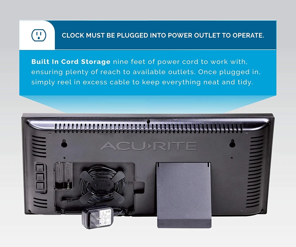 AcuRite 14.5" Large Digital LED Oversized Wall Clock with Date and Temperature, - Image 2 of 4