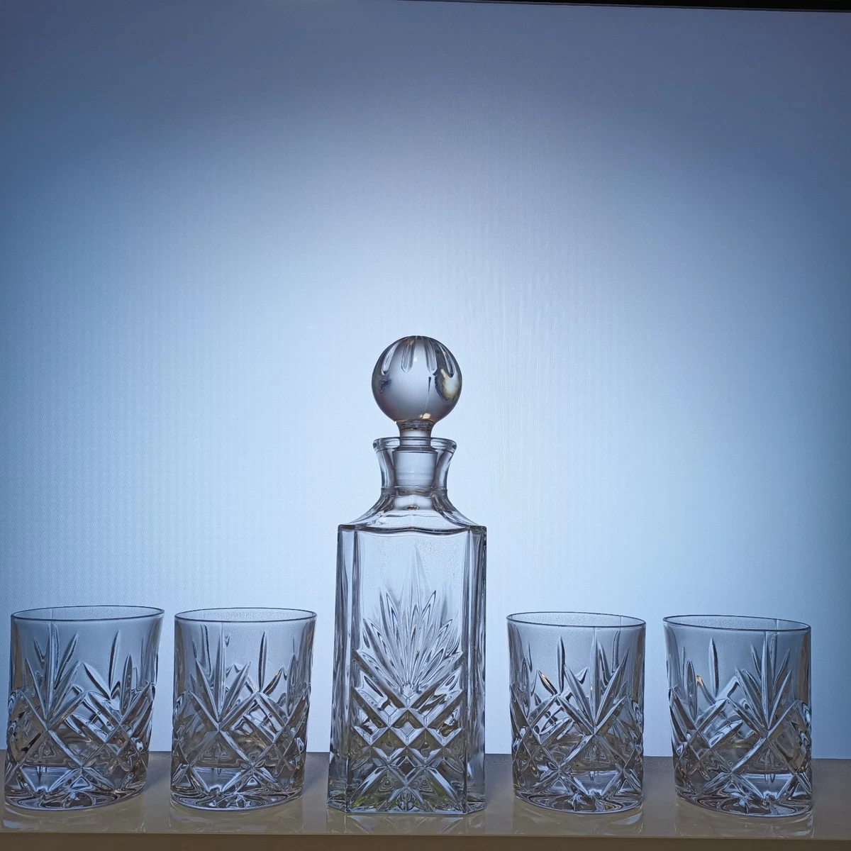 Royal Doulton Set Decanter E 6 Bicchieri In Cristallo Stagioni - Regalo Eleganza Da Bar