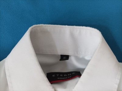 ETERNA Herren Hemd, 41 langarm, einfarbig weiß, modern slim fit