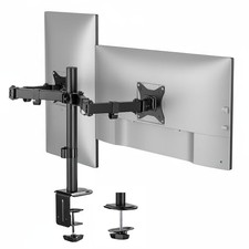 Dual Monitor Stand, Full Motion Desk Mount for 2 Screens up to 32  and Black
