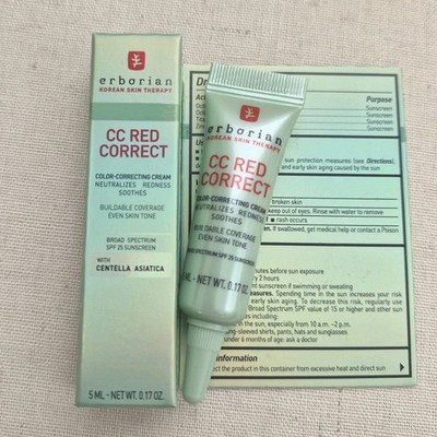 Erborian CC Red Correct Color Correcting Cream SPF25 0.17oz/5mL TRAVEL Size