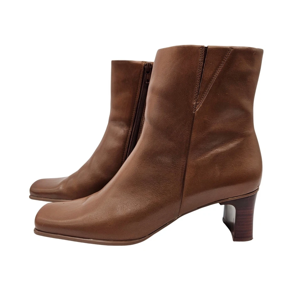 Botines Diba EE. UU. Cuero Marrón Puntera Cuadrada Tacón Bloque Mujer Foto 2 de 4
