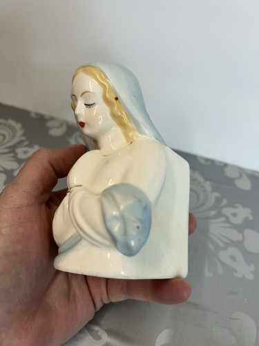 Mid Century Virgin Mary Head vase/planter. Glazed Ceramic Beautiful Piece! - 第 3/13 張圖片