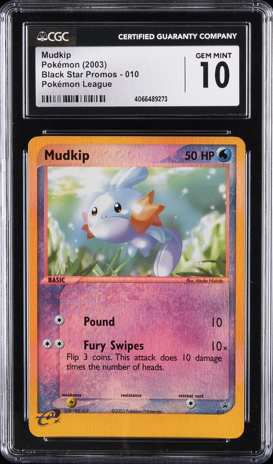 2003 POKEMON BLACK STAR PROMO #010 MUDKIP-REVERSE FOIL CGC 10 GEM MINT