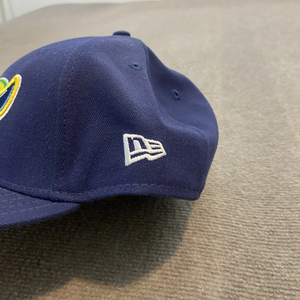 Tampa Bay Rays Hat Cap Fitted Mens 8 Blue MLB Baseball 20th Anniversary New Era - Image 3 of 4
