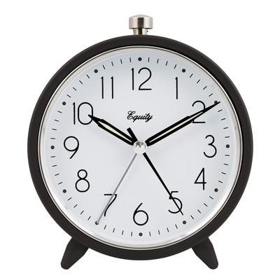 Equity 20091 5 Inch Silent Sweeping Quartz Metal Alarm Clock, Dark Gray