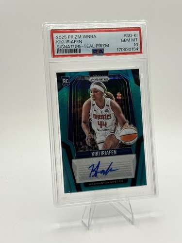 2025 WNBA Prizm Kiki Iriafen Auto SSP Teal 13/35  Mystics RC Rookie PSA 10