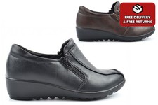 Womens Wide Fit Shoes Ladies Extra Wide Shoes 3E Width EEE Shoes Brown/Black