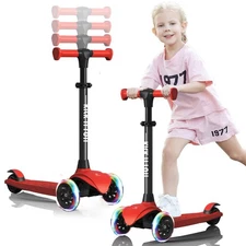Kicknroll Kids Scooter Light Up 3 Wheel Adjustable Handlebar Boys Girls Ages 3-8