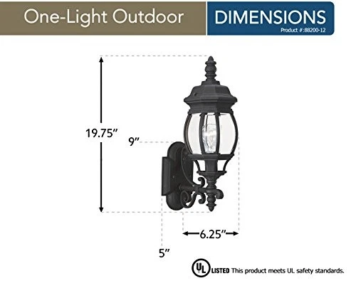 Sea Gull Lighting 88200-12 Wynfield One-Light Outdoor Wall Lantern with Clear  - Picture 3 of 3
