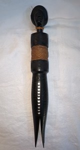 Vintage Fiji Pacific Islands Hand Carved Tribal Wooden Cannibal Fork Collectible
