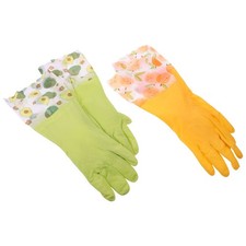 2 Pairs Dishwashing Cleaning Gloves - 15.8x5.9in Latex Kitchen Dish Gloves with
