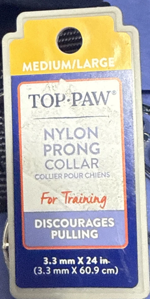 Top Paw Nylon 3.3 mm Prong Collar With Safety Back-Up Clip 24 Inch Adjustable - Image 2 of 4