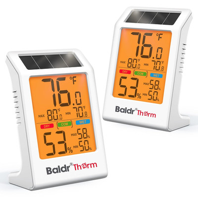 BALDR 2-Pack Indoor Thermometer Humidity Meter, Digital Hygrometer with Backligh