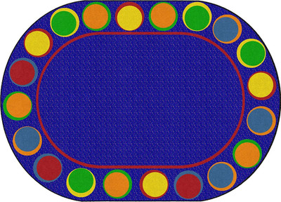 Flagship Carpets Sitting Spots Seating Oval Area Rug for Children'S Classroom or