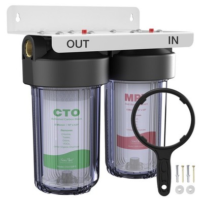 2-Stage Big Blue 10x4.5'' Whole House Sediment Water Filter System for Well Farm