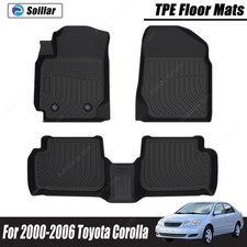 3d Tpe All Weather Floor Mats Liner Black Set Of 3 For 2000-2006 Toyota Corolla