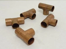 185037 Old-Stock; Industry-Std 5P103 Lot-5 Wrot Copper Tee; 3/4" C x C x C