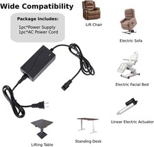 Power Recliner Power Supply AC/DC Switching Transformer 2-pin 29V 2A Adapter