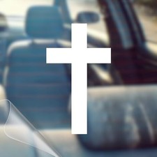 Cross - Christian Jesus Cross Car Vinyl Decal Bumper Sticker for Car, 1 White