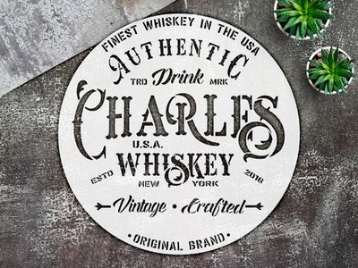 Stencil Whiskey Bottle - Mylar, DIY Decor, Vintage - StencilAir