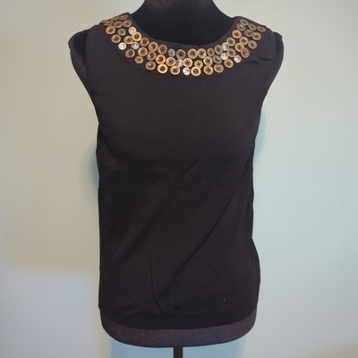 Joseph A. qu'est-ce que c'est silk Metallic Beaded Sleeveless Tank - Large