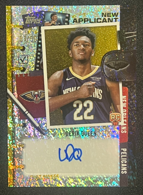 Derik Queen 2025 Topps 07/50 Auto Gold Sparkle New Applicant RC Pelicans #NA-DK