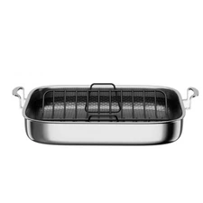 COOKER KING Stainless Steel Nonstick Roasting Pan with Rack, 18.27x14.84 Inch...