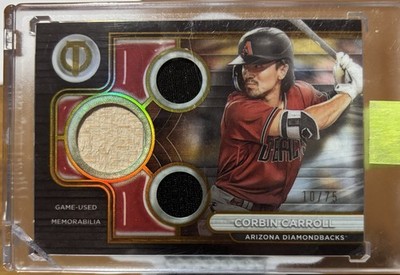 2024 Topps Tribute Corbin Carroll TRIPLE RELIC GOLD /75 #TTR-CC Diamondbacks