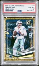 Dak Prescott 4/5 PSA 10 JERSEY # MATCH! HOLO GOLD 2023 Clearly Donruss Cowboys!!