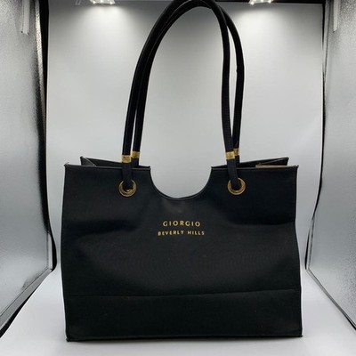Giorgio Beverly Hills Handbag Womens Black Double Top Handles Travel Tote Bag