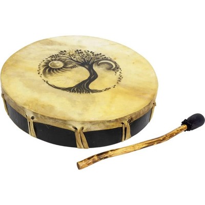 Ceremonial Tree of Life Frame Drum, 12'', Handmade Bali, Includes Beater