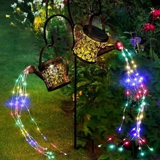 2 PCS Solar Watering Can Lights Outdoor MultiColor Waterproof Garden Patio Decor