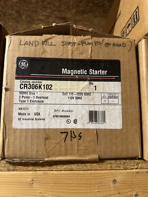 GE CR306K102 Magnetic Starter 2 Pole Nema 1 *NEW IN BOX*