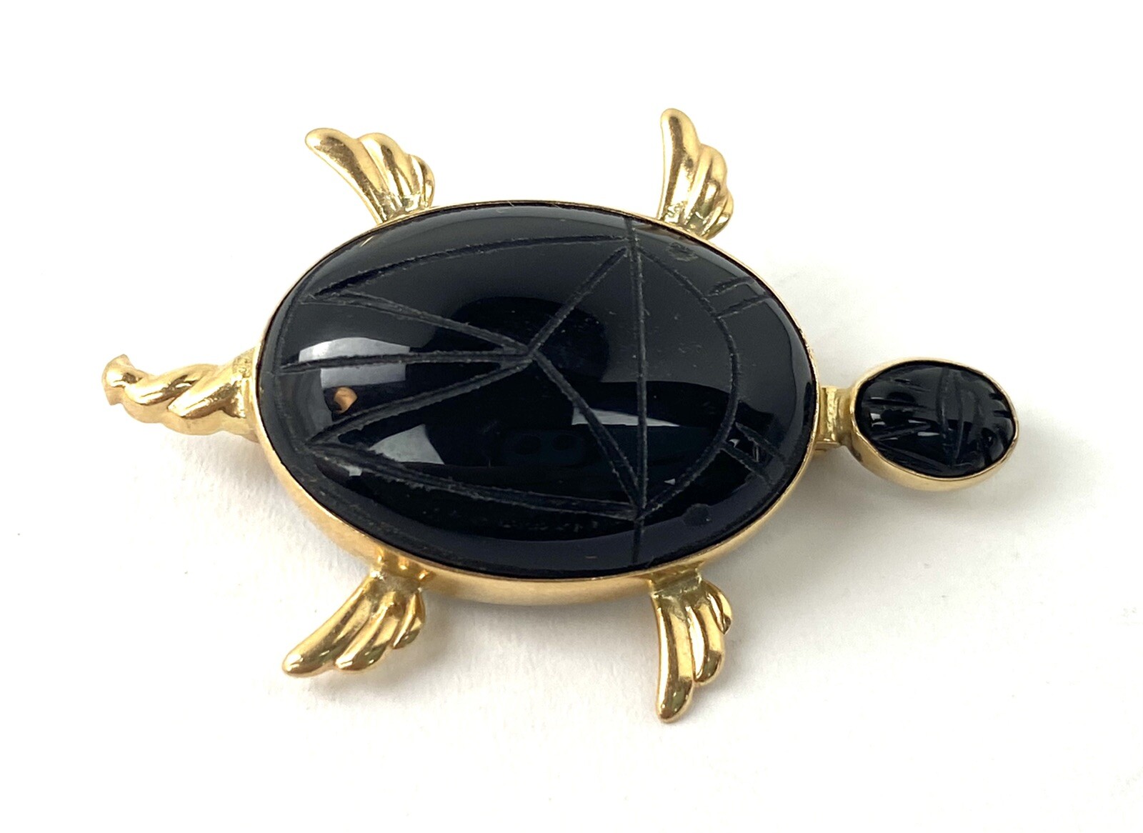 14K Gold Van Dell Scarab onyx Turtle Brooch Pin | eBay