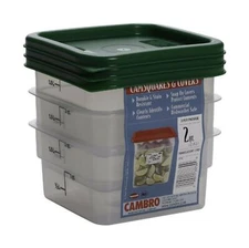Cambro Square Food Storage Containers /Lids 2 Quart Durable Fresh Safe Storing