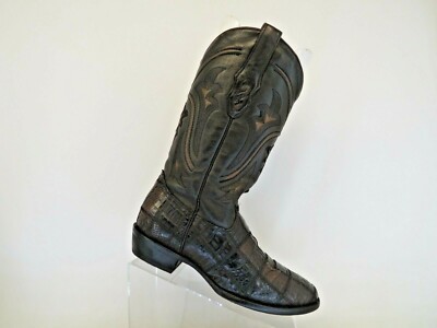 Corral Distress Brown Leather Patchwork Caiman Gator Cowboy Boots Mens Size 8 D