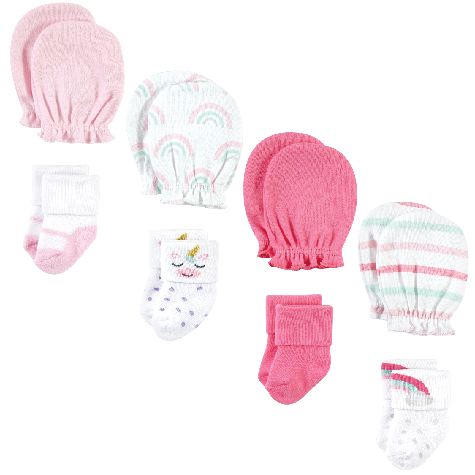 Hudson Baby Infant Girl Socks and Mittens Set, Unicorn, 06 Months