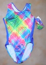 NWOT Axis Activewear Gymnastic Plaid Look Racer Back Multi-Color Medium Child