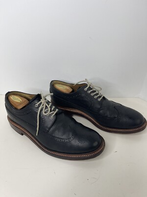 GRENSON Sid Men's Black Leather 11 G Brogue Wingtip Oxfords shoes