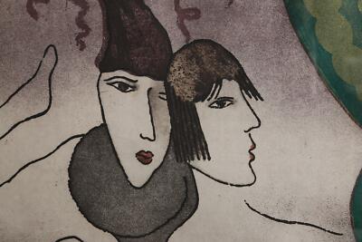 Peter Barger, The Artist and Lady Love, Color Etching, signed and
