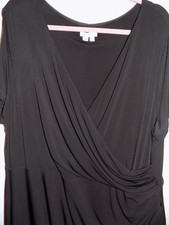 London Times women's plus 22 2X sexy ruched side V-neck little black dress