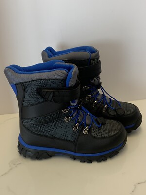 Quest 3M Thinsulate Kids Snow Winter Boots Water Resistant Blue Black Size 