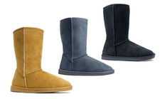 NEW Women/Girls Classic Mid Snow Boots Winter Flat Heel Shoe Faux Fur -430
