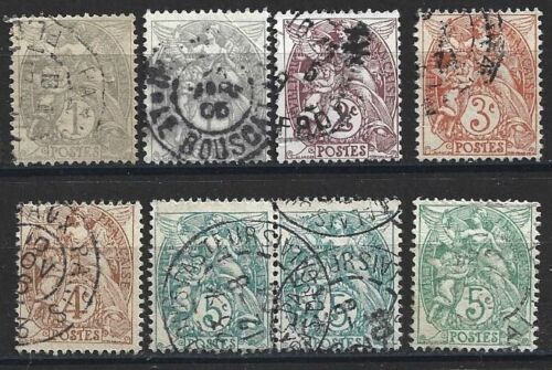 FRANCE série de 8 timbres "type Blanc" oblitérés de 1900 à 1929 - Photo 1/2