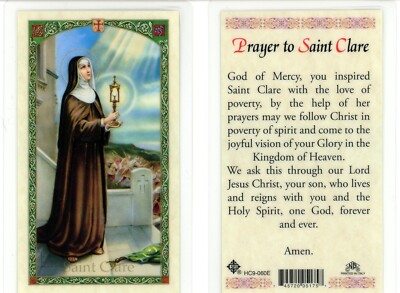 St. Clare with Prayer to Saint Clare - Laminated Holy Card 060E | eBay